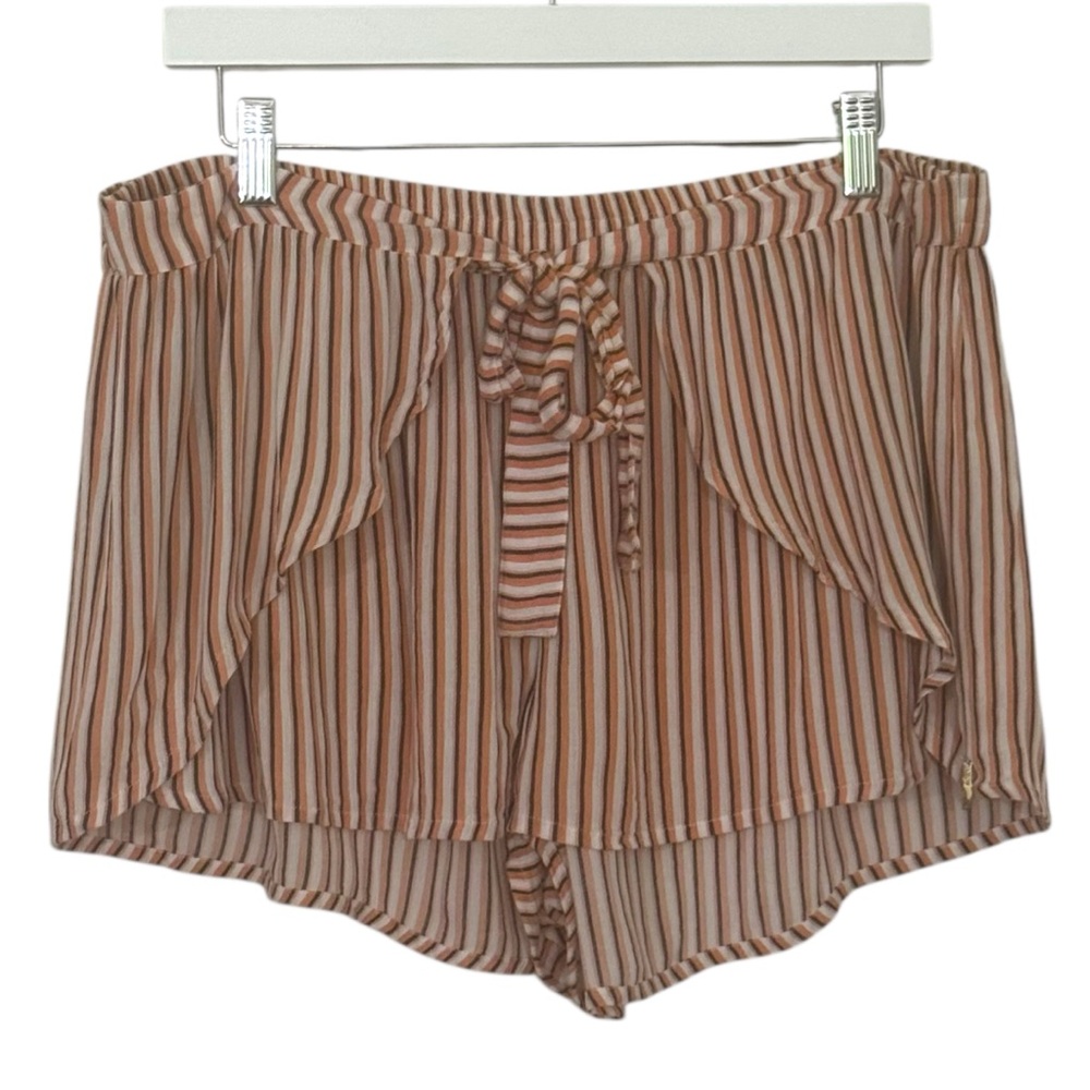 Roxy Shorts Tie Front Stripped Size XL Beach Summer Surf Vacation Resort Wear